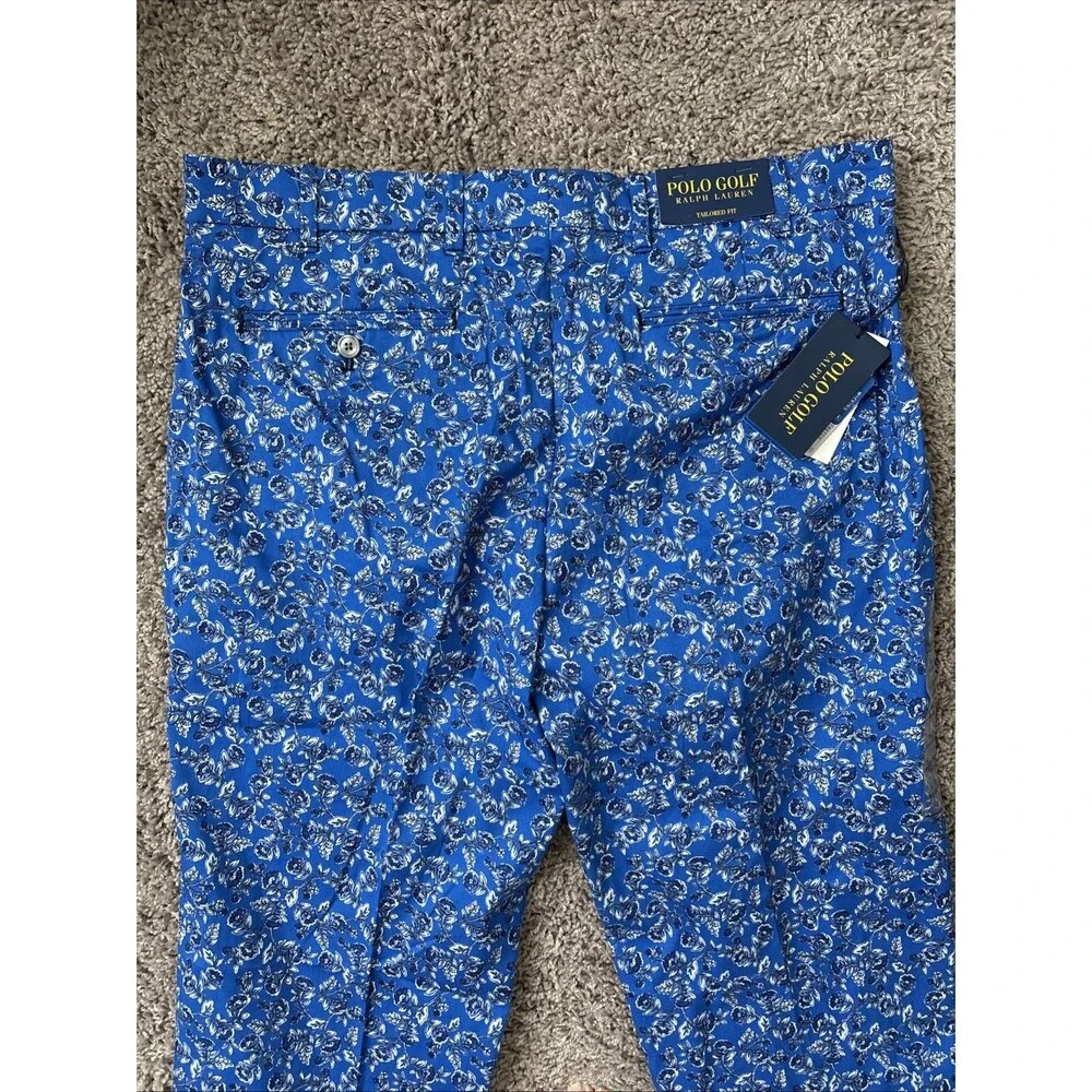 Polo Ralph Lauren Golf Pants Mens 36x30 Blue Floral Tailored Fit New Khakis Pant - Picture 6 of 6